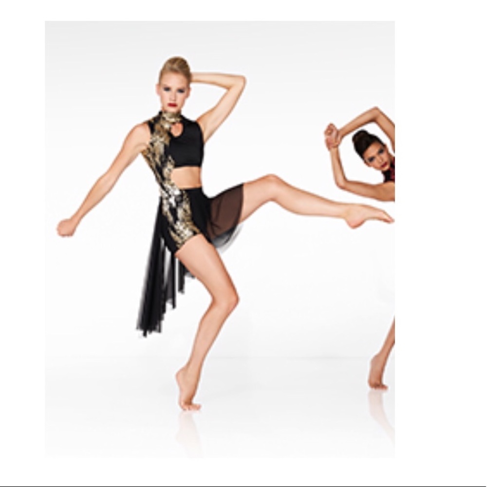 Kelle black gold dance costume lyrical adult - Picture 2 of 8